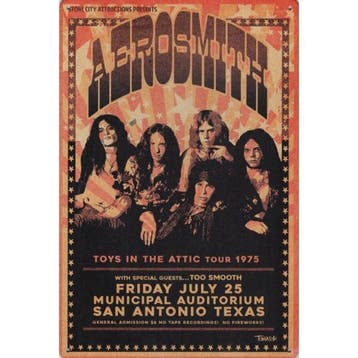 Wandbord -  Aerosmith Toys In The Attic Tour 1975, Ophalen of Verzenden, Nieuw