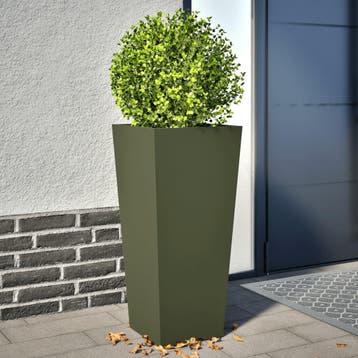vidaXL Plantenbakken 2 st 35x35x75 cm staal olijfgroen, Verzenden, Nieuw, Metaal