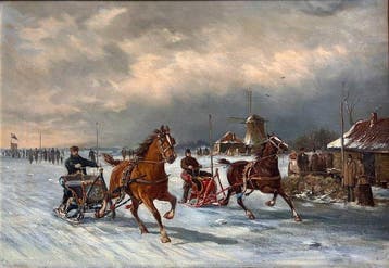Klaas van Vliet (1841-1917) - Arrenslee-race op het ijs
