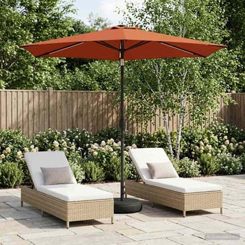 vidaXL Tuinparasol met LED-lampen en voet 270 x 270 cm, Verzenden, Nieuw, 2 tot 3 meter