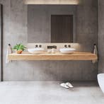 Wastafelblad Gliss Design Topdek 180x46 cm Ruw Gerookt Incl., Ophalen of Verzenden, Nieuw, Bad
