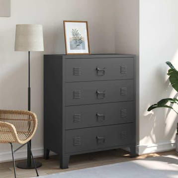 vidaXL Ladekast industriële stijl 78x40x93 cm metaal zwart, Kinderen en Baby's, Kinderkamer | Commodes en Kasten, Verzenden, Nieuw