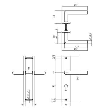 Intersteel Deurkruk Bastian op schild profielcilinder 72mm -, Verzenden, Nieuw
