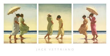 Kunstdruk Jack Vettriano - Summer Days Triptychon 70x36cm, Verzenden, Nieuw