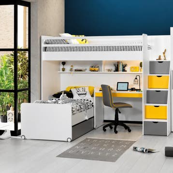 Almila Neo Complete Kinderkamer Set Hoekstapelbed met bureau, Nieuw