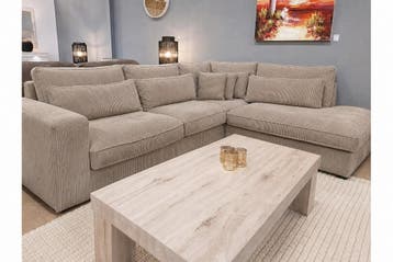 Hoekbank Ijsselstein-Express - velvet banken - Taupe, Nieuw, 150 cm of meer, Stof, 250 tot 300 cm