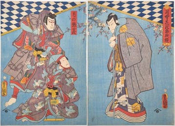 KUNISADA • Schilderij van maan, sneeuw en bloemen • Japanse