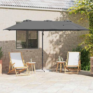 vidaXL Parasol Antraciet 372 x 198 x 243 cm Polyester en, Verzenden, Nieuw, 1 tot 2 meter