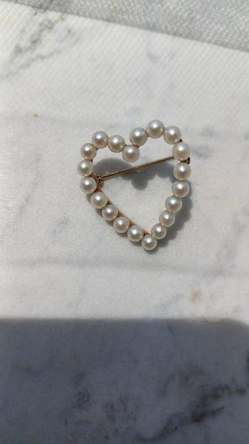 Broche - 14 karaat Geel goud, Perla Parel