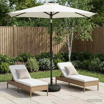 vidaXL Tuinparasol met LED-lampen en voet 230 x 230 cm, Verzenden, Nieuw, 2 tot 3 meter