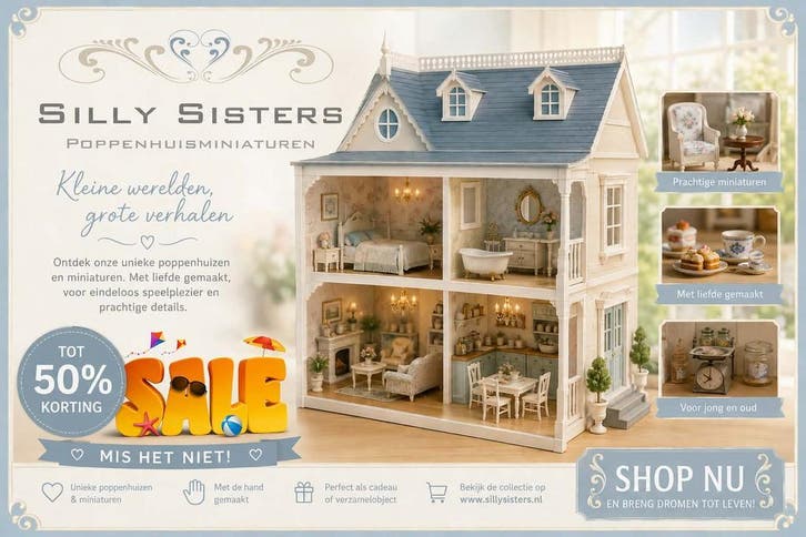 Poppenhuis miniaturen zomer uitverkoop bij Silly Sisters !, Verzamelen, Poppenhuizen en Toebehoren, Poppenhuis, Nieuw, Verzenden