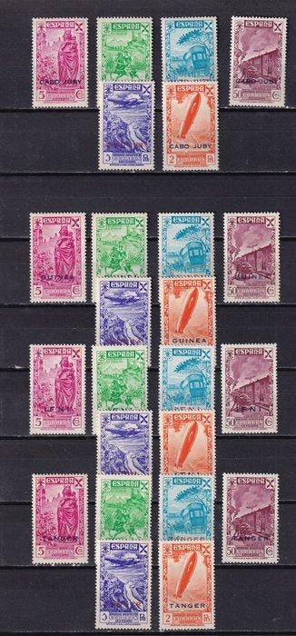 Spanje - Cabo Juby, Guinea, Ifni, Tanger - 1943 -, Gestempeld