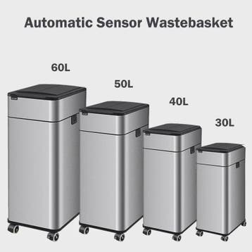 Slimme Vuilnisbak met Sensor - RVS - 20-60L - Automatisch Op, Verzenden