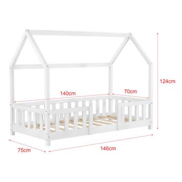 Kinderbed Sisimiut met uitvalbeveiliging en matras 70x140 wi, Verzenden, Nieuw