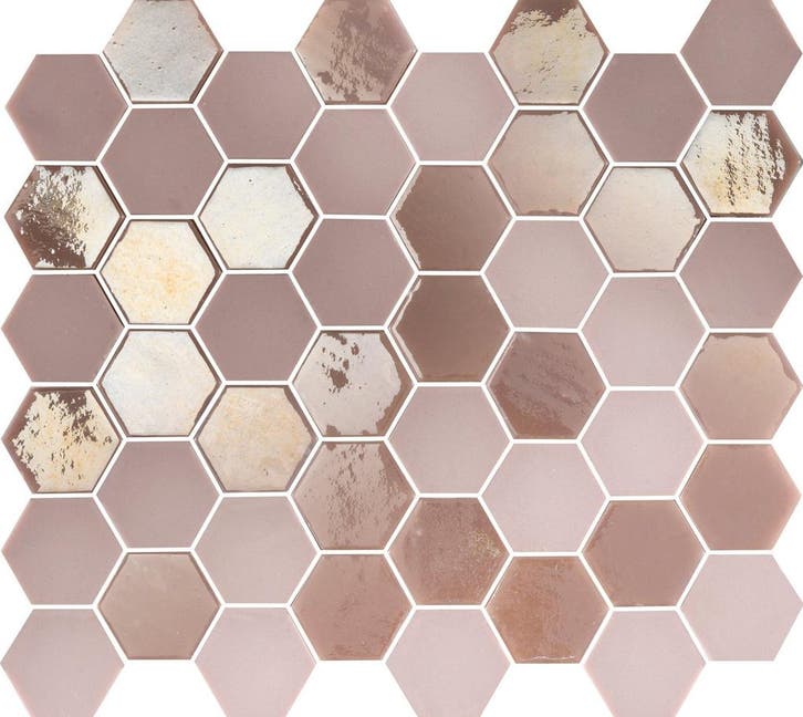 Wand Mozaïek Tegels Factory Hexagon Keramiek Oudroze - Ma.., Doe-het-zelf en Verbouw, Tegels, 20 tot 40 cm, 20 tot 40 cm, 10 m² of meer