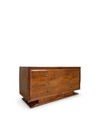 Ladekast - Hout, Glas, Messing, Walnoot - Art Deco, Antiek en Kunst