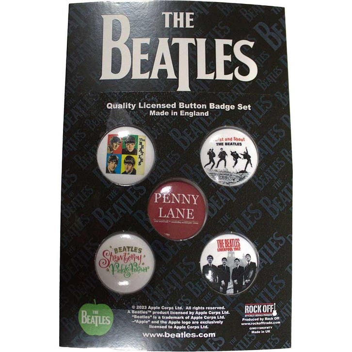 The Beatles - Liverpool button 5-pack officiële merchandise, Verzamelen, Muziek, Artiesten en Beroemdheden, Kleding, Nieuw, Ophalen of Verzenden