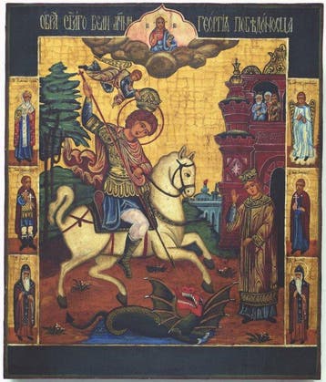 Icoon - Russisch-orthodoxe icoon Sint Joris en de Draak -, Antiek en Kunst