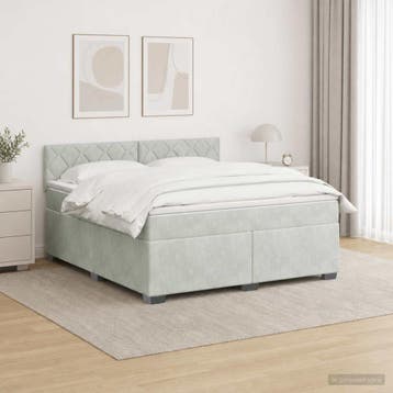 vidaXL Boxspring Bed met Matras en LED Lichtgrijs 140 x 200, Huis en Inrichting, Slaapkamer | Bedden, Verzenden, Nieuw, Tweepersoons
