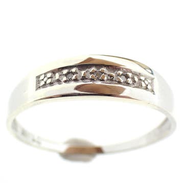 8 karaat rijring met diamanten; 0,015 ct., Sieraden, Tassen en Uiterlijk, Ringen, Gebruikt, 20 of groter, Wit, Ophalen of Verzenden