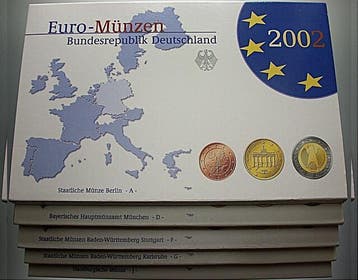 5 x 3,88 Euro,eursmuntset 1 Cent-2 Euro 2002 A,d,f,g,j Du..., Verzenden
