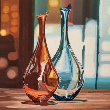 Antonio Perotti - Bottiglie in vetro esposte in una vecchia
