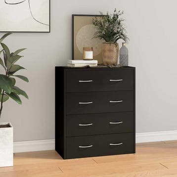 vidaXL Dressoir met 4 lades 60x30,5x71 cm zwart, Verzenden, Nieuw, Overige houtsoorten, Minder dan 50 cm