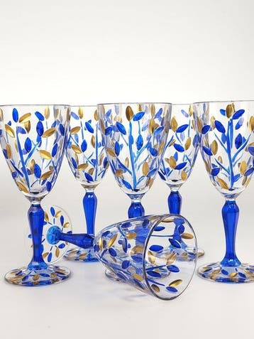Secoloventesimo - Kelk (6) - Leaves blu golden chalice -