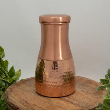 Puur koperen karaf half gehamerd met dop ± 950 ml, Ophalen of Verzenden, Nieuw