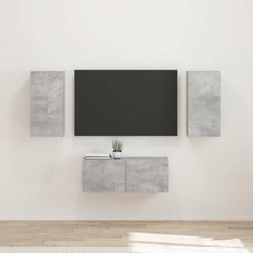 vidaXL Tv-meubelset 6 st Beton Grijs Bewerkt hout, Minder dan 50 cm, Verzenden, Nieuw, Minder dan 100 cm