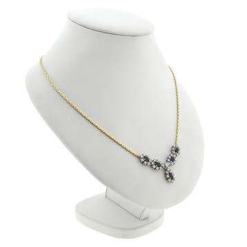 18 Krt. Gouden Cardano schakelcollier met saffier en diam..., Gebruikt, Ophalen of Verzenden, Met edelsteen, Goud