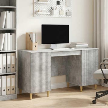 vidaXL Bureau met plank Betongrijs 142,5 x 50 x 75 cm, Verzenden, Nieuw