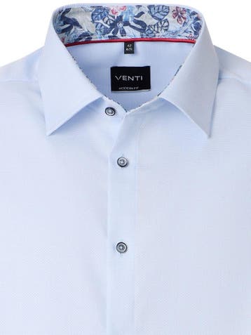 Venti Heren Overhemd Kent Boord Motief Modern Fit, Verzenden, Nieuw, Blauw