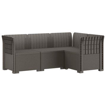 vidaXL 4-Zits Tuin Sofa Rattan Look PP Lichtgrijs, Verzenden, Nieuw