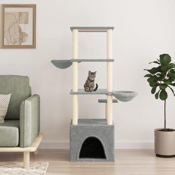 vidaXL Kattenmeubel met sisal krabpalen 147 cm lichtgrijs, Dieren en Toebehoren, Verzenden, Nieuw