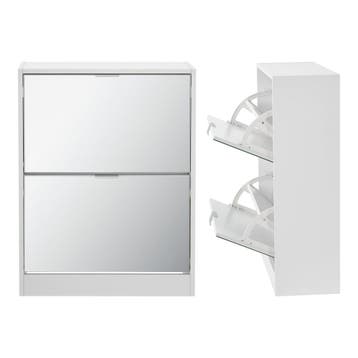 [en.casa] Schoenenkast Kragerø met spiegels 80x60x24 cm wit, Verzenden, Nieuw