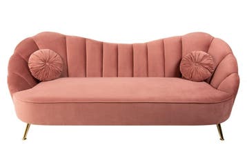 Retro 3-zitsbank ARIELLE 220cm oudroze fluwelen 3-zits met, Huis en Inrichting, Banken | Bankstellen, Ophalen of Verzenden, Nieuw