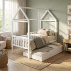 Peuterbed Huisje 160x80 Wit | Met Bedhekje | OP=OP, Kinderen en Baby's, Kinderkamer | Bedden, 85 tot 100 cm, Nieuw, Ophalen of Verzenden