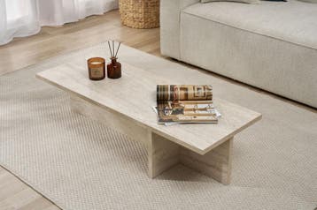 Evila Salontafel - Beige - Nieuw/Ongebruikt - Melamine -, 100 tot 150 cm, Nieuw, Ophalen of Verzenden, Minder dan 50 cm