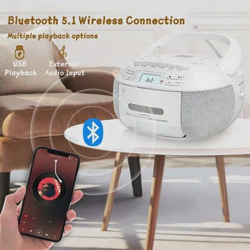 Draagbare Boombox met CD, Cassette, Bluetooth, Radio, USB &, Verzenden
