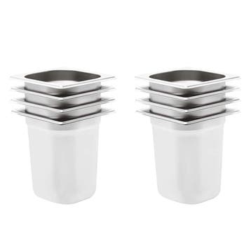 vidaXL Gastronormbakken 8 st GN 1/6 200 mm roestvrij staal, Verzenden, Nieuw