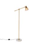 Art Deco vloerlamp brons met marmer en amber glas - Nina, Verzenden, Nieuw, Glas, Art Deco