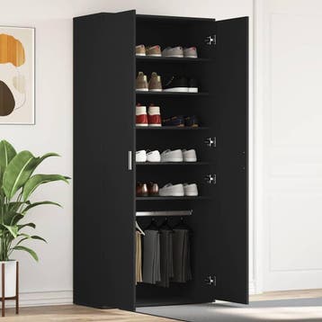 vidaXL Schoenenkast 80 x 39 x 178 cm Bewerkt hout Zwart, Verzenden, Nieuw