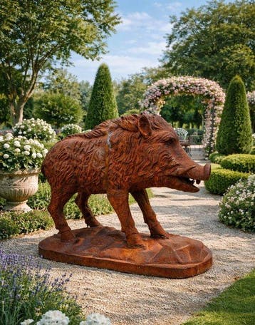 Beeld, XXL Iron Wild Boar - 150kg - 83.5 cm - Gietijzer -, Antiek en Kunst