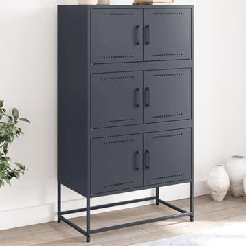 vidaXL Dressoir 68,5x38,5x123,5 cm staal antracietkleurig, Verzenden, Nieuw, Metaal, Minder dan 50 cm