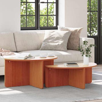 vidaXL Salontafel 2 st Wasbruin 79 x 39,5 x 40 cm Massief, Verzenden, Nieuw, Grenenhout