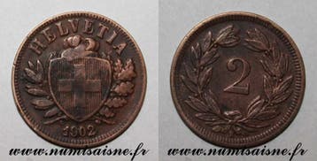Suisse Schweiz Km 4 2 Rappen 1902 B Helvetia, Postzegels en Munten, Munten | Europa | Niet-Euromunten, Verzenden