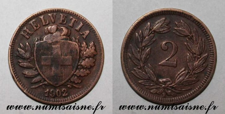 Suisse Schweiz Km 4 2 Rappen 1902 B Helvetia, Postzegels en Munten, Munten | Europa | Niet-Euromunten, Verzenden
