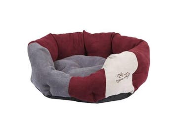 Veiling - Knuffelbed Amelie L64xB57cm bordeauxrood/antraciet, Dieren en Toebehoren, Nieuw