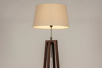 Rietveld Vloerlampen - Bruin, Beige - Stof, Hout, Huis en Inrichting, Lampen | Vloerlampen, Verzenden, Nieuw
